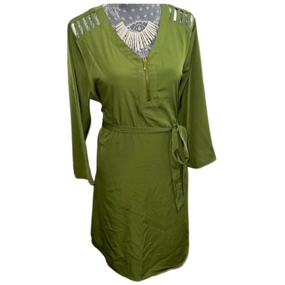 Charming Charlie’s Women’s Belted Dress Green X-Large - Picture 1 of 5